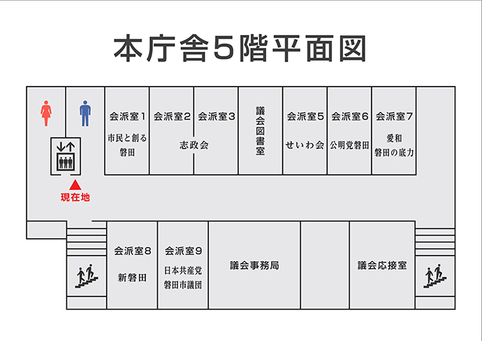 本庁舎5階のフロアマップ